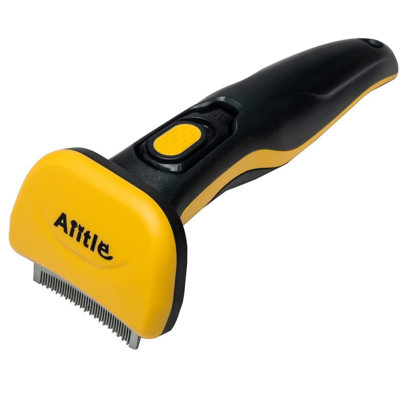 Aiitle Upgraded Pet Self Cleaning Curved Deshedding Tool, Effectively Reduces Shedding by Up to 95%, Long or Short Hair Remover, Professional Grooming Brush for Dogs and Cats Small Yellow - BeesActive Australia