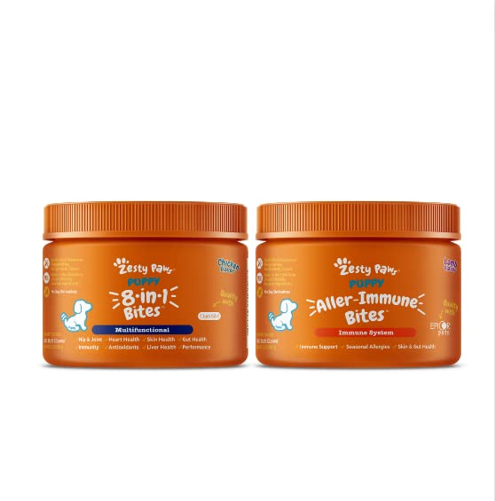 Zesty Paws Puppy 8-in-1 Multivitamin Soft Chews + Puppy Allergy & Immune Soft Chews - BeesActive Australia