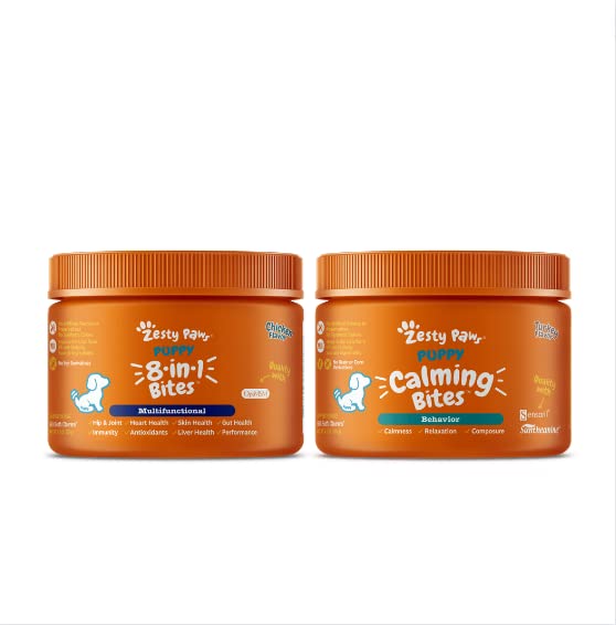 Zesty Paws Puppy 8-in-1 Multivitamin Soft Chews + Puppy Calming Soft Chews - BeesActive Australia