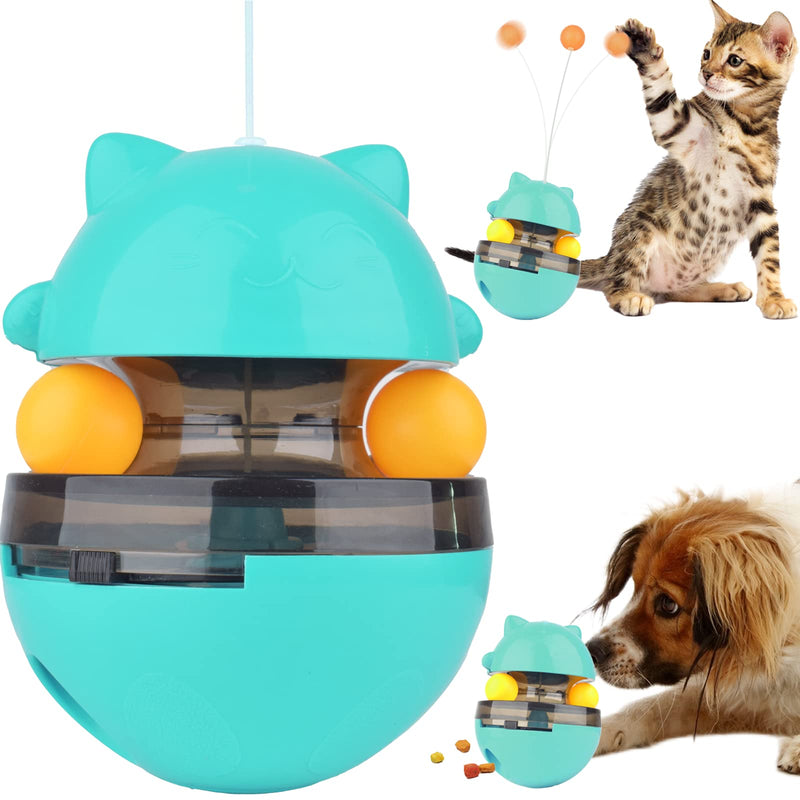 Cdycam Dog Treat Ball Treat Dispensing Interactive Dog Toys for Dogs, Wobble Wag Talking Ball Giggle Squeaky Dog Puzzle Toy for Boredom Slow Feeder cat food dispenser toy lake blue - BeesActive Australia
