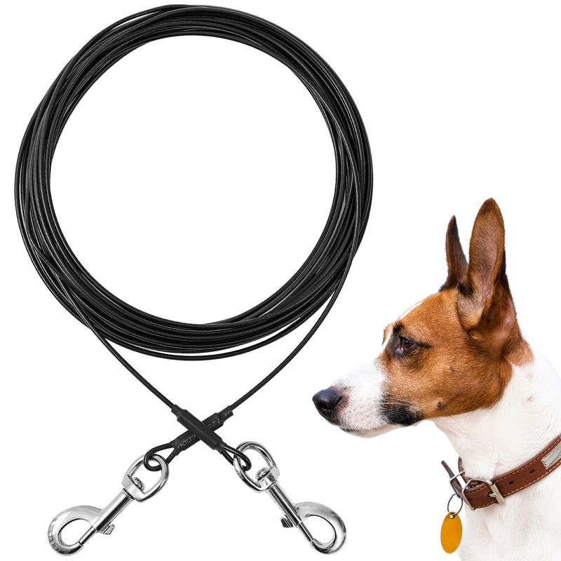 Mi Metty Dog Tie Out Cable,10FT 20FT 50FT Dog Runner Cable for Yard Outdoor and Camping Dog Leash Run Tether,Chew Proof Steel Wire with PVC Coating,Dog Chain for Small Medium Large Dogs Up to 150lbs Black - BeesActive Australia