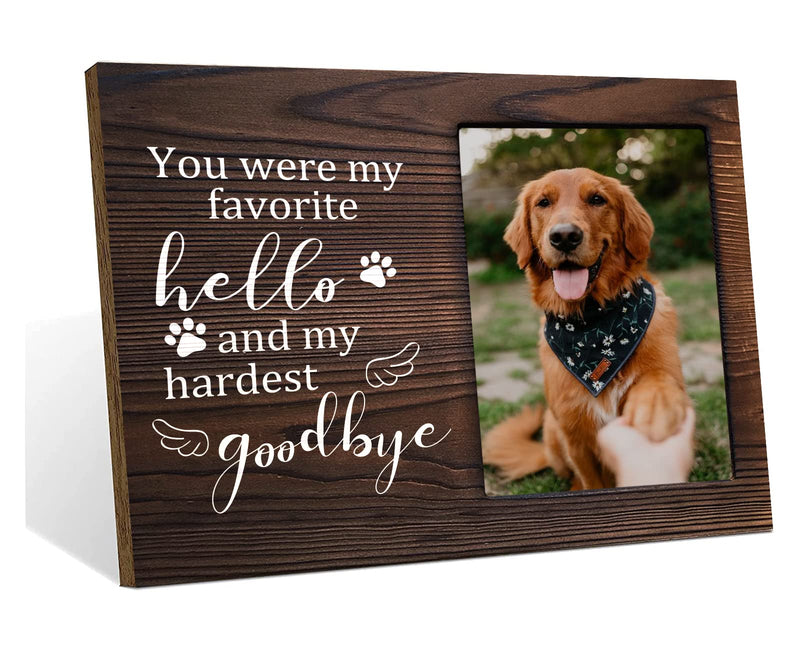 PZJIEAN You were My Favorite Hello and My Hardest Goodbye - Pet Dog Memorial Wooden Picture Frame, Pet Photo Frame Gift for Dog Owners Sympathy for Loss of Dog Cat, Holds 4x6 Inch Photo - BeesActive Australia