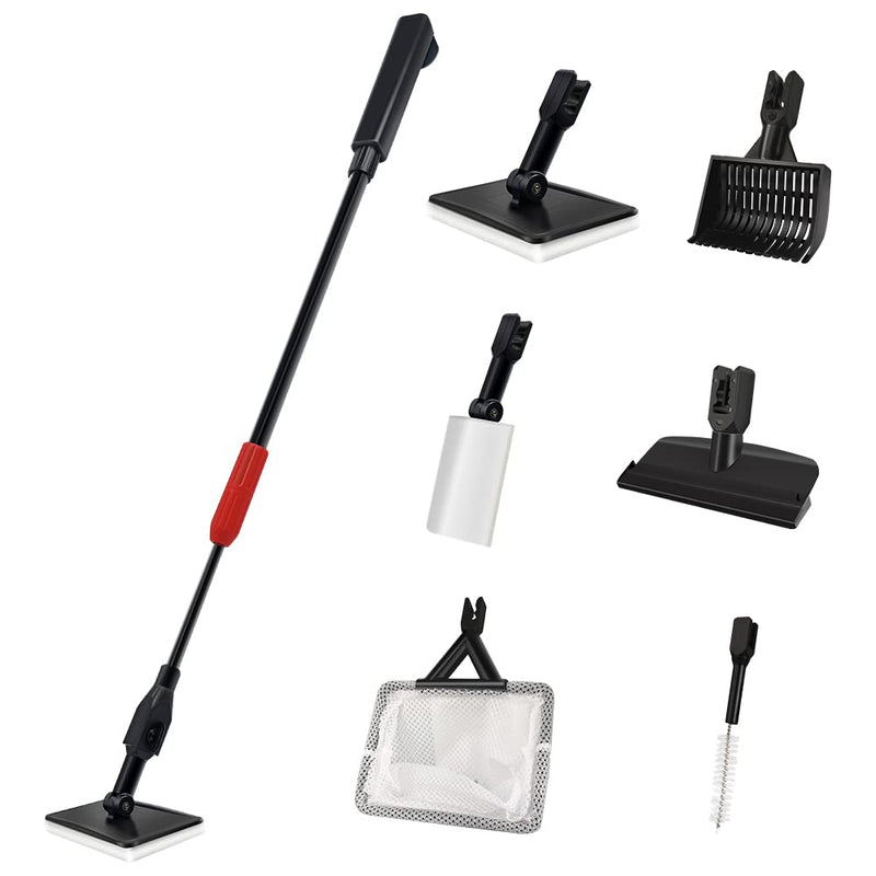 SVECKE Fish Tank Cleaning Tools, 6-in-1 Aquarium Cleaning Tools, Adjustable Fish Tank Cleaning Kit with Long Telescopic Handle, Multi-Function Aquarium Cleaning Kit for Saltwater Freshwater - BeesActive Australia