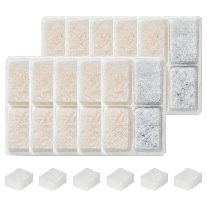 TOGGATH Cat Pet Water Fountain Filter Replacement, Filters for Pet Cat Dog Water Fountain Compatible with LED 64oz/2L Square White Cat Water Fountain with Pre-Filter Foam Sponge(10+6 Packs) - BeesActive Australia