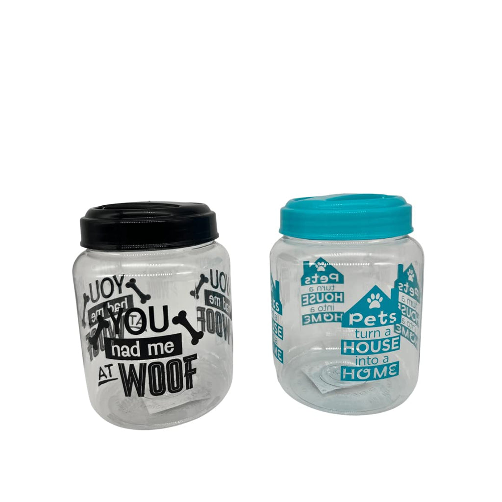 KS BPA-Free Plastic Airtight Dog Cat Pet Treat & Food Storage Containers Canisters Jars Turquoise & Black You had me at Woof Pets Turn a House into a Home (Set of 2) - BeesActive Australia