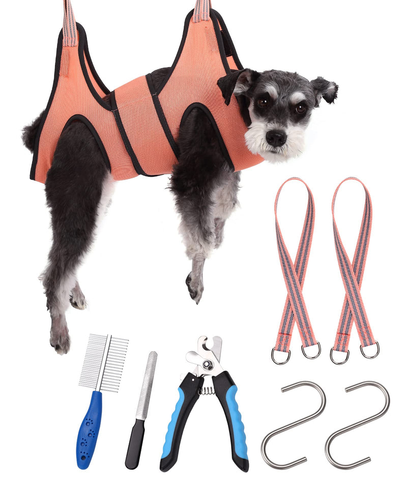 Kkiimatt Dog/Cat Grooming Hammock Harness,Dog Grooming Harness for Puppy&Small Dogs Cat, Dog Nail Trimming Hammock with Nail Clippers/File Dog Grooming Sling with Wide Strap Sewed on Pet Restraint Bag - BeesActive Australia