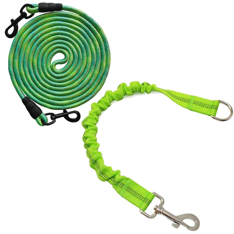 BTINESFUL 20FT Dog Tie-Out Rope + Bungee Dog Leash Extension (Green) - BeesActive Australia