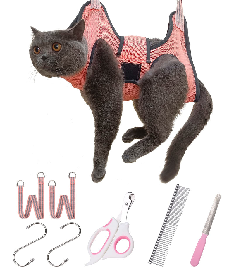 Kkiimatt 9 in 1 Pet Grooming Hammock Harness with Nail Clippers/Trimmer, Nail File, Comb,Breathable Dog Hammock Restraint Bag for Grooming, Dog Grooming Sling for Nail Trimming/Clipping XS - BeesActive Australia