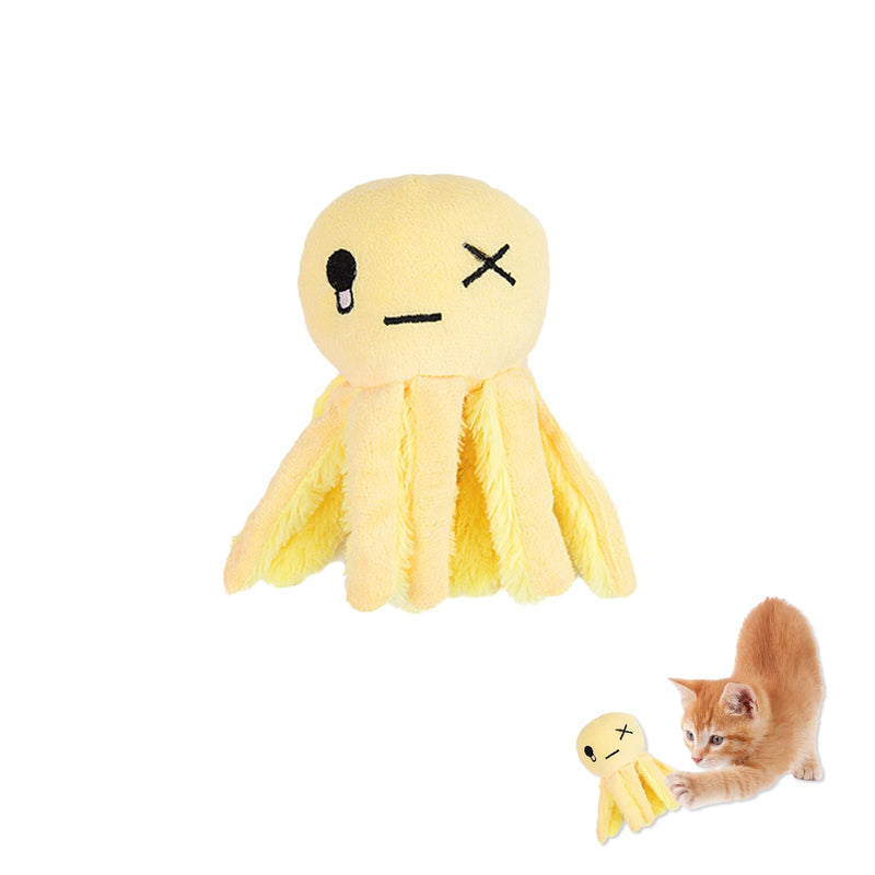 Andiker Cat Interactive Toy, Octopus-Shaped Cat Plush Toys with Crinkle Paper, Cat Toys for Indoor Cats to Scratch and Chew for Kitten Gifts and Cat Lovers Yellow - BeesActive Australia