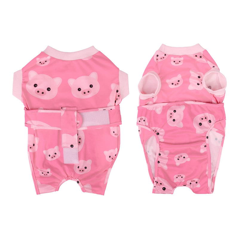 CuteBone Dog Surgery Recovery Suit Cat Surgical Onesie Female Body Suits Male Prevent Pet from Licking Wounds S Pink pig - BeesActive Australia