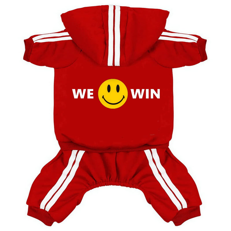 Pet Cat Dog Cute Outfit Clothes Hoodie Jumpsuit Tracksuit Jacket Winter Sweater 4-Legs Style Red for Puppy Small to Medium Dogs Boy and Girl - BeesActive Australia