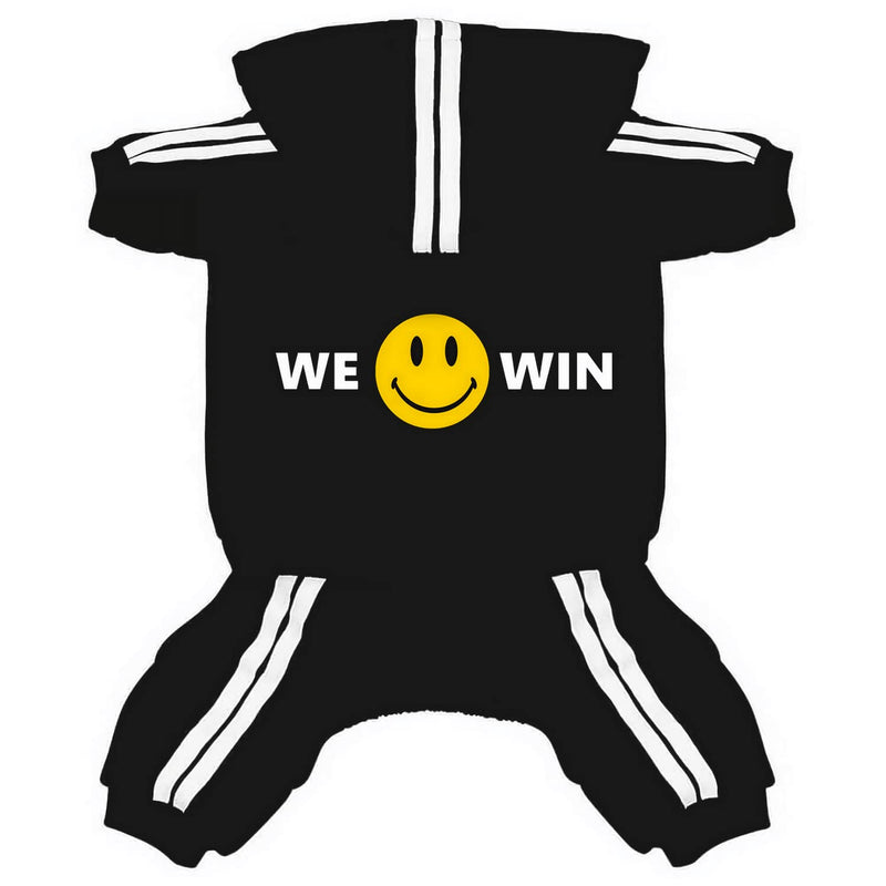 Pet Cat Dog Cute Outfit Clothes Hoodie Jumpsuit Tracksuit Jacket Winter Sweater 4-Legs Style Black for Puppy Small to Medium Dogs Boy and Girl Large - BeesActive Australia