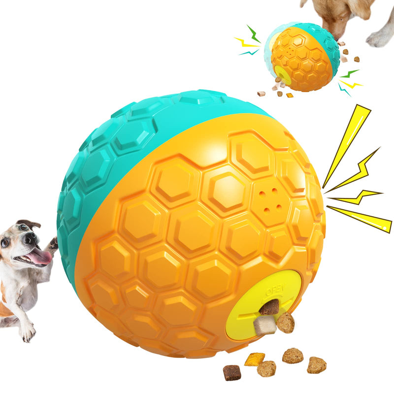 Interactive Food Toy for Dog and Cats, Pet Food Dispensor Tumbler Dog Treat Toy, Dog Slow Feeder Treat Dispensing Puzzle Toys for Small Dogs /Cats,Robot Shape Dog Toys Yellow Ball for large dog - BeesActive Australia