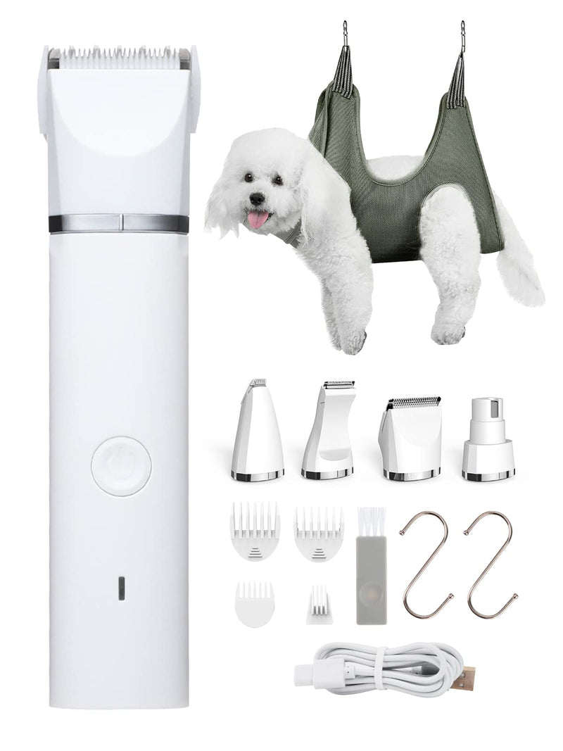 Dog Paw Trimmers, WHDPETS Cordless Dog Hair Clippers with Grooming Hammock, Low Noise Pet Grooming Kit for Trimming Hair Around Paws, Eyes, Ears, Face, Rump Clippers with Medium Hammock - BeesActive Australia