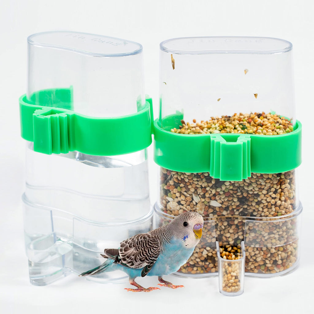 Parakeet Water Dispenser Bird Cage - No Mess Parrot Feeder Parakeet Food Parakeet Cage Accessories Automatic Feeding Waterer for Birds Parrot Finch Canaries (2Pcs) - BeesActive Australia