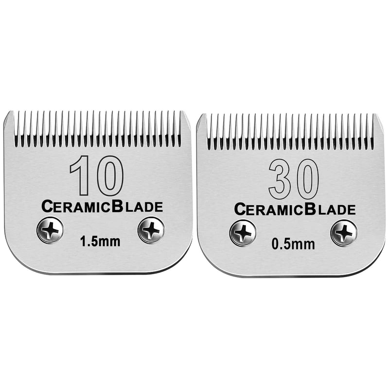 Detachable Pet Dog Clipper Blades,Compatible with Andis , Oster A5, Wahl KM Series Clippers,Made of Ceramic （#10/30 Blade 1/100-Inch 0.25MM Cut Length） - BeesActive Australia