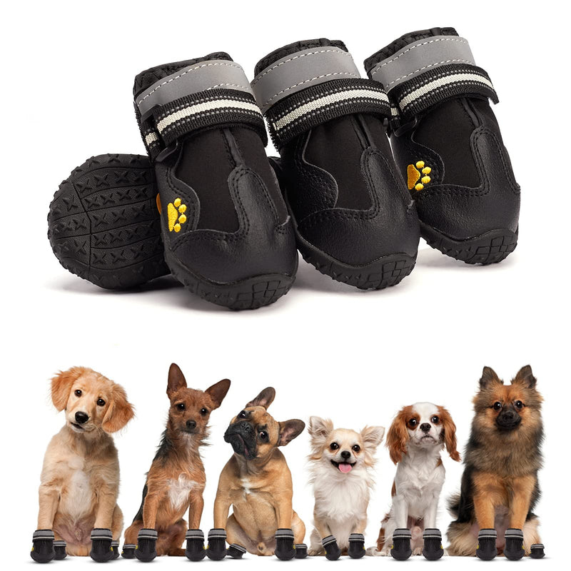 Tasperfed Dog Boots Reflective Breathable Adjustable Waterproof Puppy Hiking Waterproof Boots Pavement Hardwood Floor Non-Slip Outdoor Dog Shoes for Small and Medium Puppy 4PCS/Set size 4 - BeesActive Australia