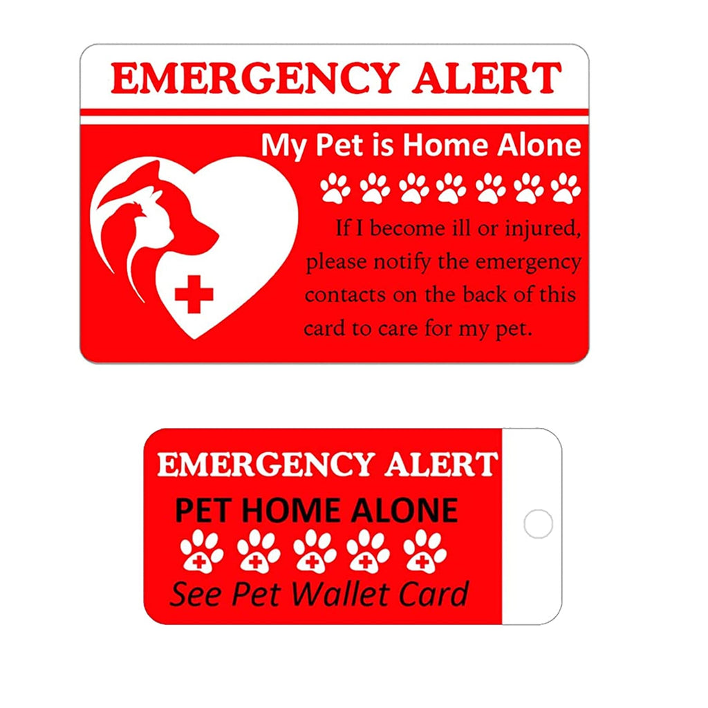 Dogs & Cats are Home Alone Alert Emergency Card and Key Tag with Emergency Contact Call Card 2 Pcs Pets Emergency Contact Wallet Card (Dogs Card) Dogs card - BeesActive Australia