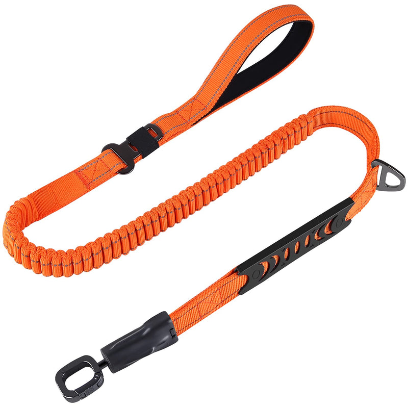 Emergency Auto Unlock Dog Leash, SLGOL 4-5FT Heavy Duty Elastic Bungee Dog Leash with Car Seatbelt, Shock Absorbing, with Comfortable Padded Handle and Traffic Handle Suitable for Dog Training Orange - BeesActive Australia