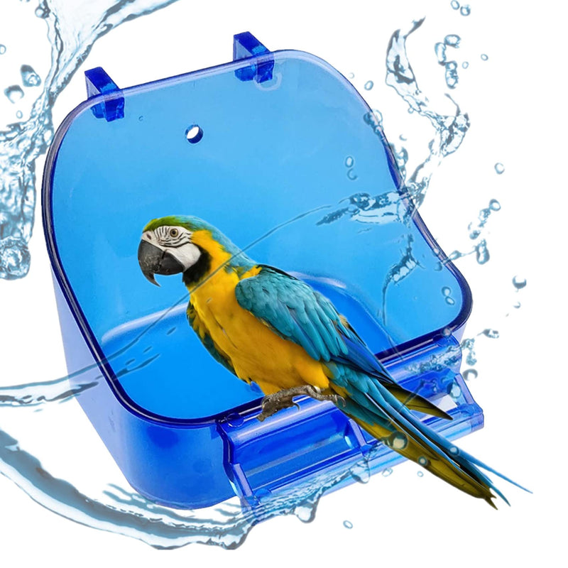 GURECOD Plastic Bathtub Bird Accessories Hanging Bird Cage Shower Food Containers Bird Bathing Small Birds, Canaries, Budgerigars, Parrots Blue - BeesActive Australia