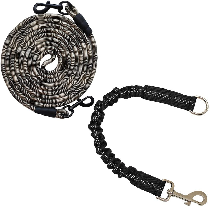 BTINESFUL 20FT Dog Tie-Out Rope + Bungee Dog Leash Extension (Black) - BeesActive Australia