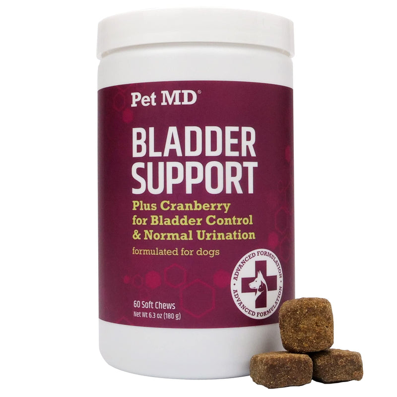 Pet MD Bladder Support Plus Cranberry for Dogs - Support Bladder Control & Urinary Tract Health - Help Relieve Dog UTI & Incontinence - Wild Yam Root & Cranberry Bladder Bites for Dogs - 60 ct - BeesActive Australia