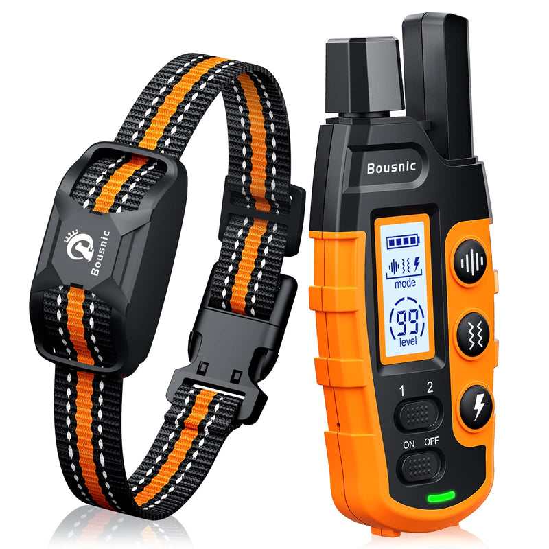 Bousnic Dog Shock Collar - 3300Ft Dog Training Collar with Remote for 5-120lbs Small Medium Large Dogs Rechargeable Waterproof e Collar with Beep (1-8), Vibration(1-16), Safe Shock(1-99) (Orange) - BeesActive Australia