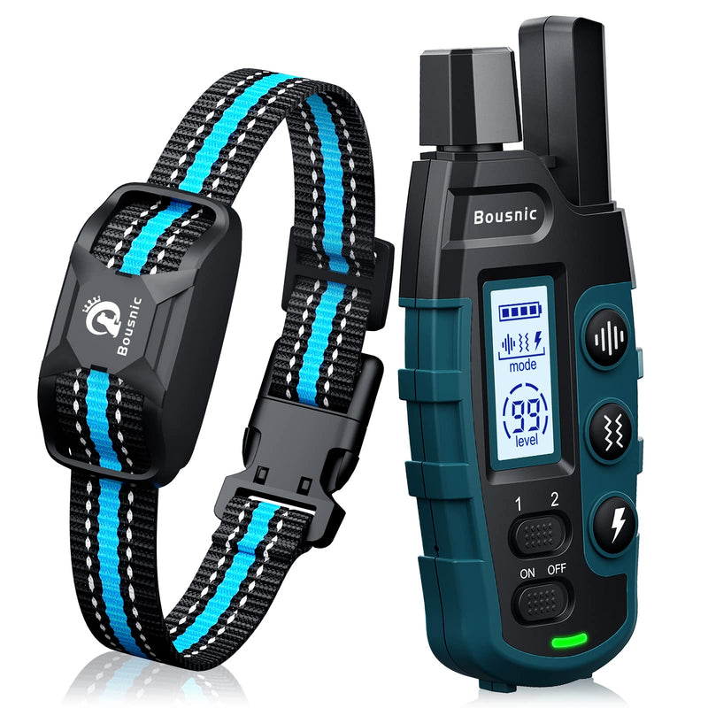 Bousnic Dog Shock Collar - 3300Ft Dog Training Collar with Remote for 5-120lbs Small Medium Large Dogs Rechargeable Waterproof e Collar with Beep (1-8), Vibration(1-16), Safe Shock(1-99) Modes (Blue) - BeesActive Australia