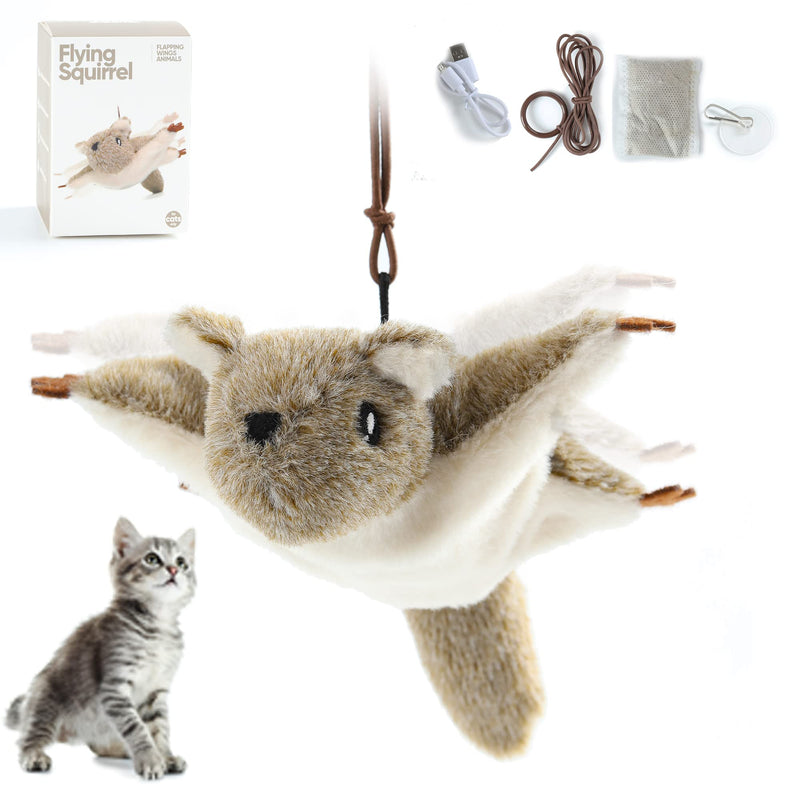 Cat Toys Interactive Flying Squirrel, Automatic Robotic Toy Electronic Electric Toy for Indoor Kittens, USB Rechargeable and Beating Wings Cats Kicker Catnip Toys - BeesActive Australia