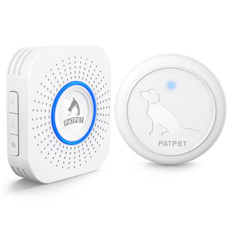 PATPET Wireless Dog Doorbell for Dog Potty Training - IP65 Watrerproof Touch Button with 55 Melodies 5 Volume Levels LED Flash White - BeesActive Australia