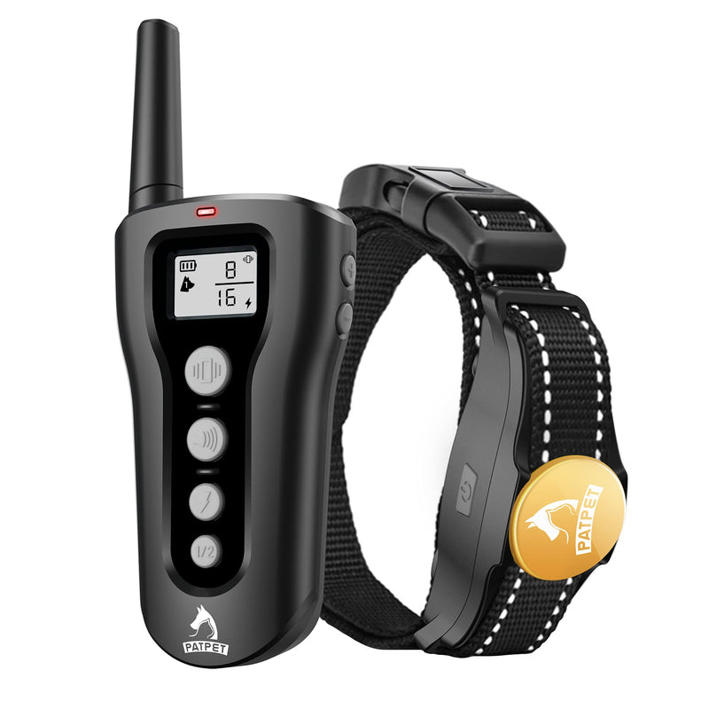 PATPET Dog Training Collar with Remote - Rechargeable Shock Collar for Medium Large Dogs 1000Ft Remote Range 3 Training Modes Black - BeesActive Australia