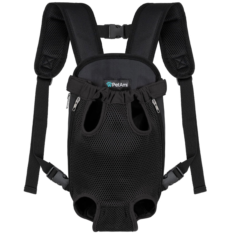 PetAmi Dog Carrier Backpack, Adjustable Dog Pet Cat Front Carrier Backpack | Ventilated Dog Chest Carrier for Hiking Camping Travel, Sling Bag for Small Medium Dog Cat and Puppies Black - BeesActive Australia