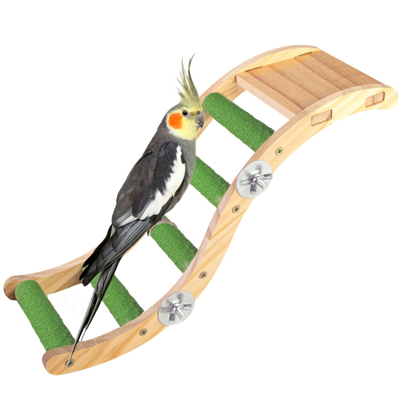 Bird Wooden Ladder Toy, Wood Parrot Bird Perch Climbing Bridge, Easy Assembly Parakeet Toys Bird Cage Accessories for Parakeets, Parrots, Finches - BeesActive Australia