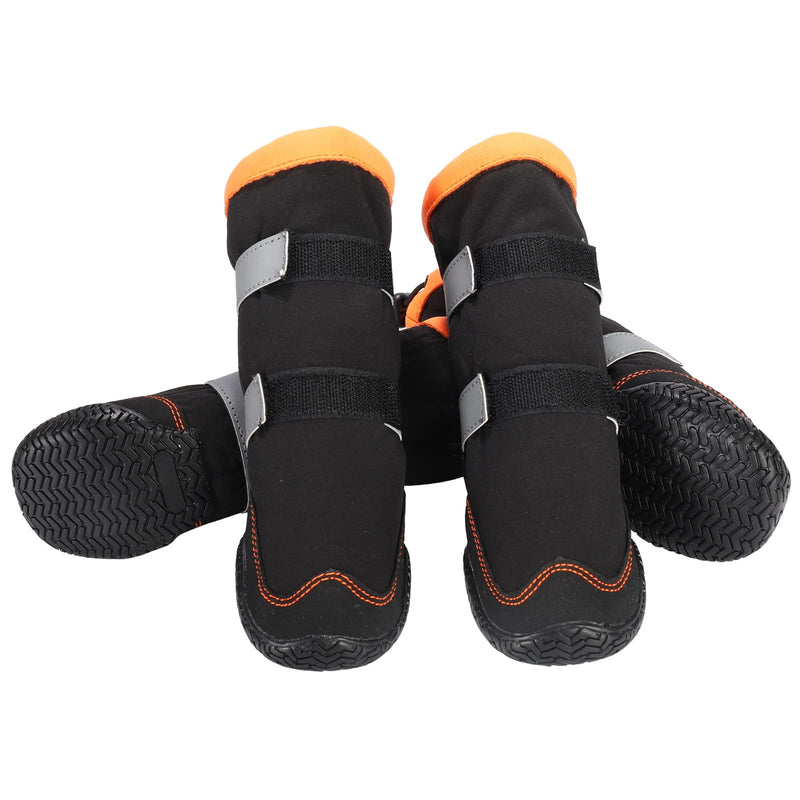 Warm Dog Boots Winter Beacon Pet Dog Shoes, Fleece Lined Dog Shoes with Drawstring, Dog Snow Boots Anti-Slip Rugged Sole - Reflective Dog Booties for Small Medium Large Dogs Orange #8 - BeesActive Australia