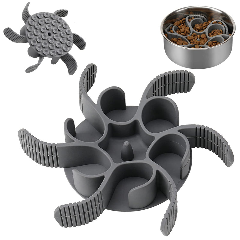 Anipaw Dog Slow Feeder Dog Bowls Silicone Spiral Dog Food Bowls Insert Dog Feeder to Slow Down Eating for Large Medium Small Breed Dogs Perfect with Stainless Steel Plastic Glass Ceramic Dog Bowls Grey - BeesActive Australia