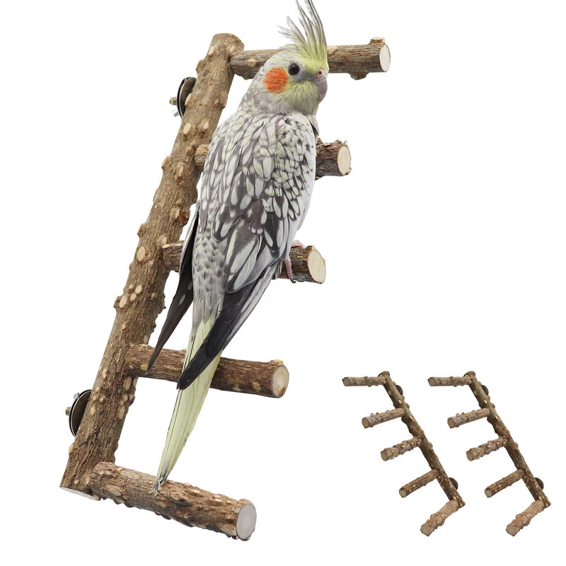 2 Pack Bird Ladder, Bird Perch Stand, Natural Prickly Ash Wood Bird Parrot Cage Accessories, Bird Standing Climbing Chewing Toys for Parakeet Cockatiel Rats Hamsters - BeesActive Australia