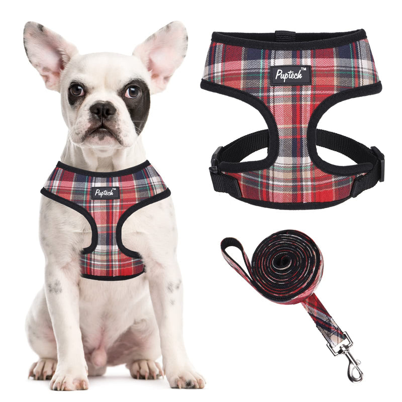 PUPTECK Soft Mesh Dog Harness Pet Puppy Cat Comfort Padded Vest No Pull Harnesses Small Red Mixed - BeesActive Australia