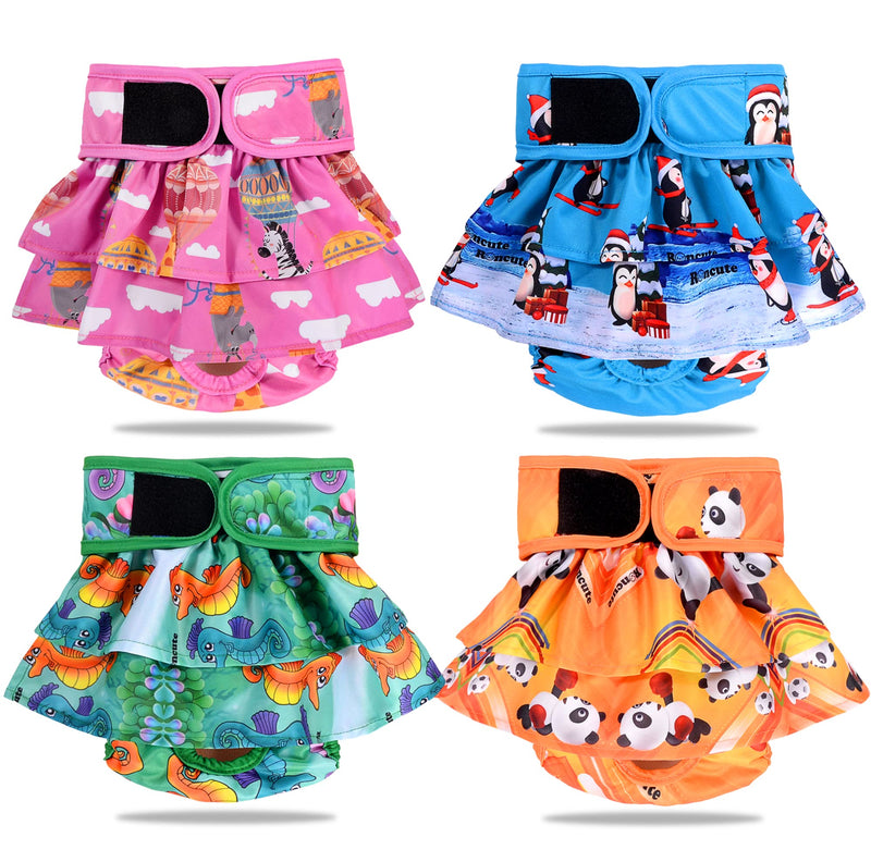 Roncute Washable Dog Diapers Female(4 Pack)-Reusable High Absorbent No-Leak Doggie Diaper,Puppy Underwear Cloth Panties for Girl Doggy in Heat,Period,Incontinence,Excitable Urination Animal Sports Medium (13.5''-19'') - BeesActive Australia