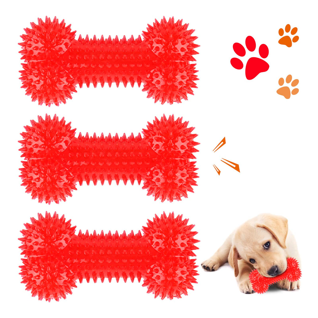 3-Pack Squeaky Bone Dog Toys, Rubber TPR Bouncy Ball, Dog Chew Toys for Boredom, Teeth Cleaning for Medium and Large Dogs - BeesActive Australia