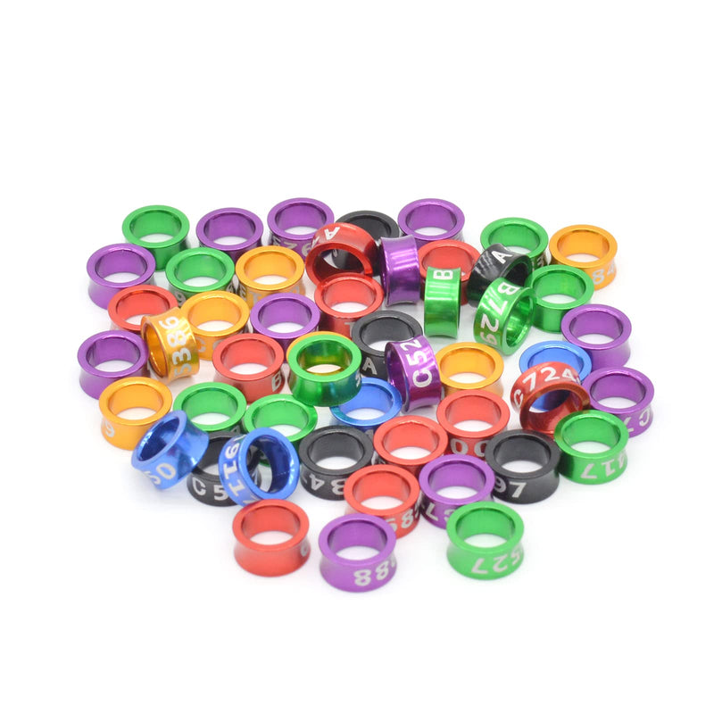 PFCKF Bird Foot Ring Bird Leg Ring Aluminum Dosed Bird Leg Ring Identification Pigeon Training Ring for Hibiscus Birds, Parrots, Peonies, Pigeons, Etc. Mixed Colors 50 Pieces Per Pack 6.0 - BeesActive Australia
