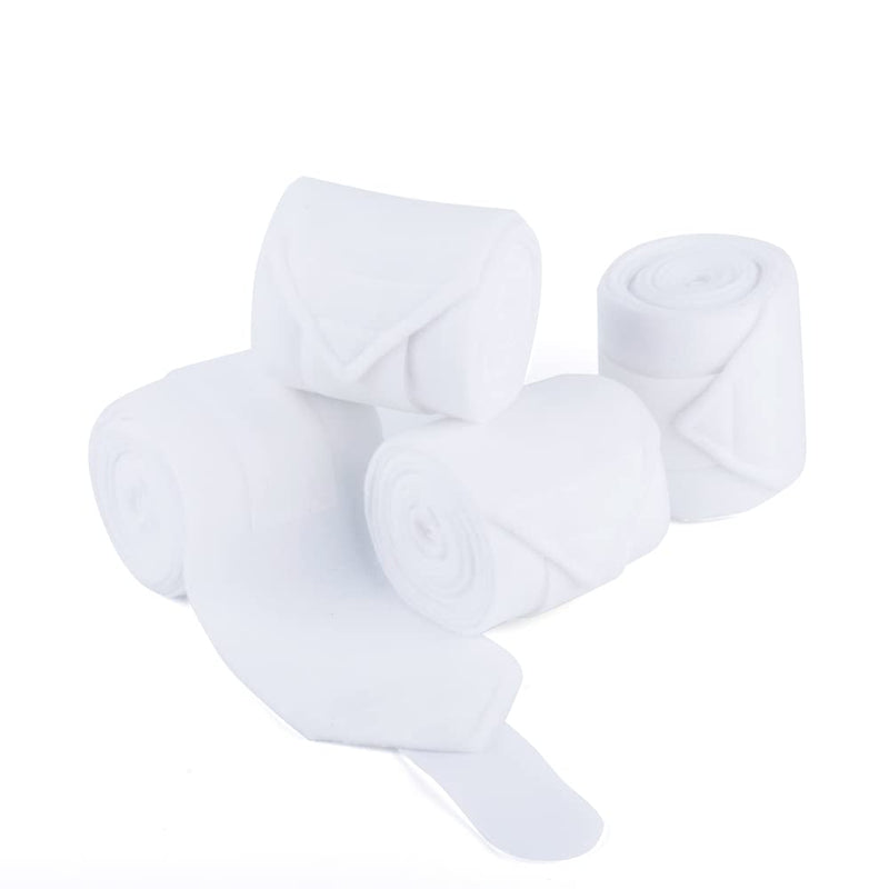 Y.J TAILS Horse Polo Wraps Soft Fleece Polo Wraps Equestrian Leg Bandage Wrap Set of 4 Packs White - BeesActive Australia