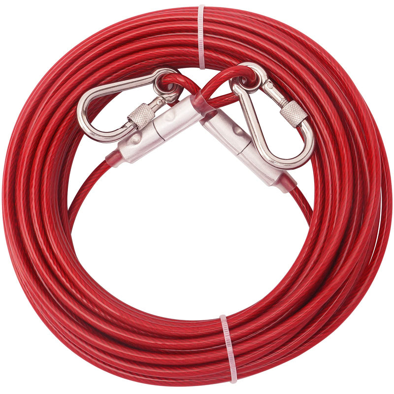Strong Dog Tie Out Cable With Steel Bukle,10/20/30/50/100 ft Heavy Duty Tie Out Cable for Dogs Up to 250 lbs, Long Dog Training Leash for Medium Large Dogs,Anit Rust Chew Proof Dog Yard Lead Leash for Yard, Camping, Park, Outside 10ft Red - BeesActive Australia
