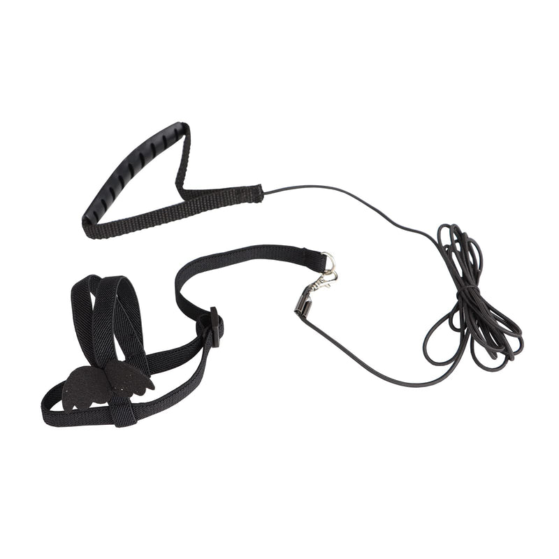 Parrot Harness and Leash Set - Elastic Rope with Adjustable Harness Cute Wing, Suitable for Meduim Size Bird Like Alexandrine Parakeet, Red-Breasted Parakeet, Caique, Mini Macaw BLACK - BeesActive Australia