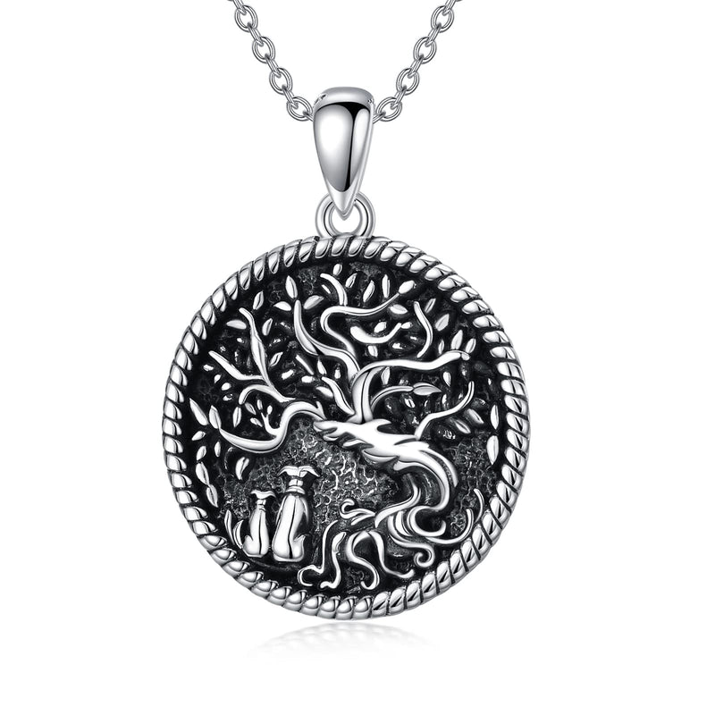 WINNICACA Pet Dog Necklace Sterling Silver Tree of Life Mother Child Pet Jewelry Pet Dog Pendant Animal Gifts for Animal Lovers Birthday Christmas - BeesActive Australia