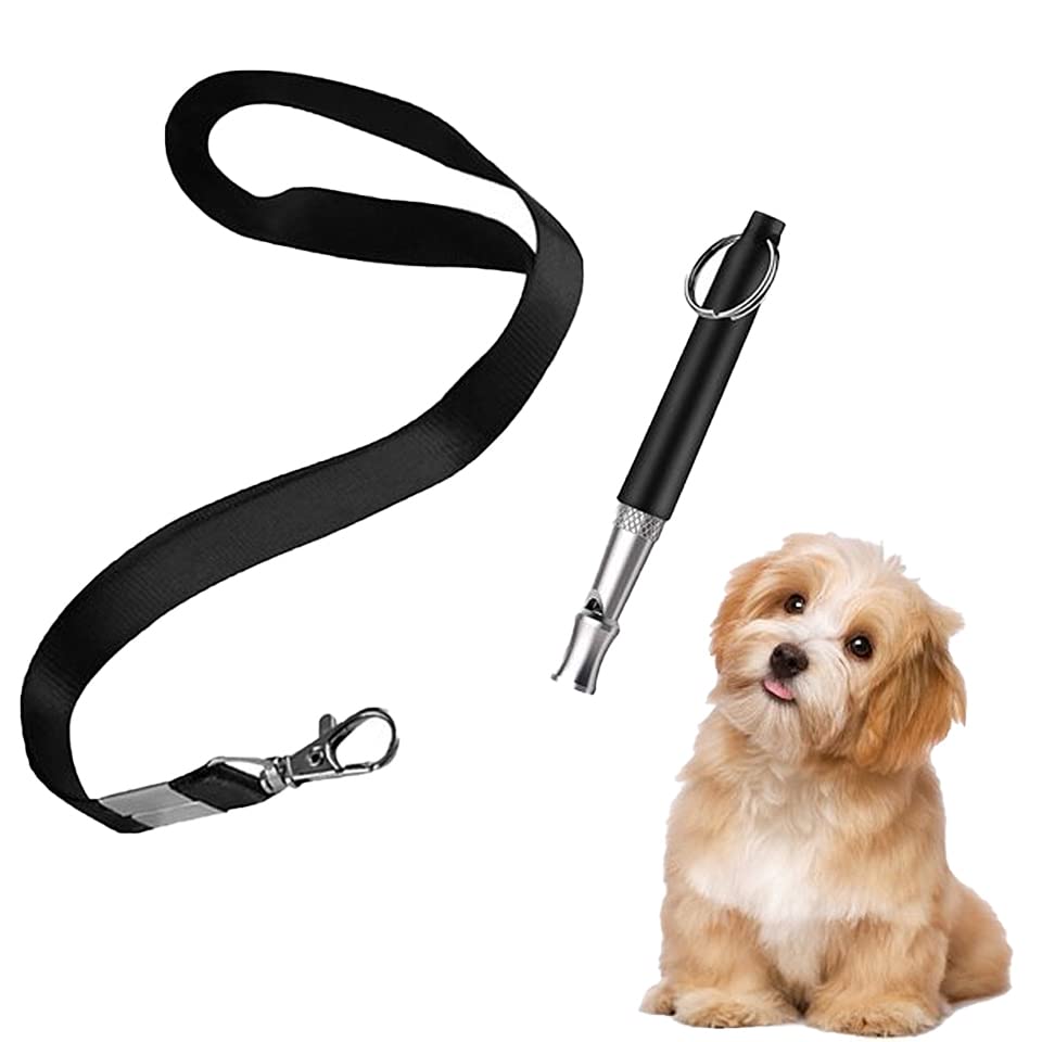 Dog Whistle, 1Pack Adjustable Dog Whistle, Recall Training, Professional Ultrasonic Silent Dog Whistle, Dog Whistle to Stop Barking Neighbors Dog, Training Tool for Dogs, with Black Strap Lanyard - BeesActive Australia