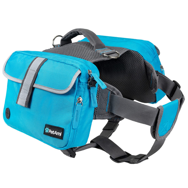 PetAmi Dog Backpack for Medium Large Dogs, Dog Saddle Bag for Dogs to Wear, Harness Saddlebag with Reflective Safety Side Pockets for Hiking, Camping, Vest Dog Pack for Travel Blue - BeesActive Australia