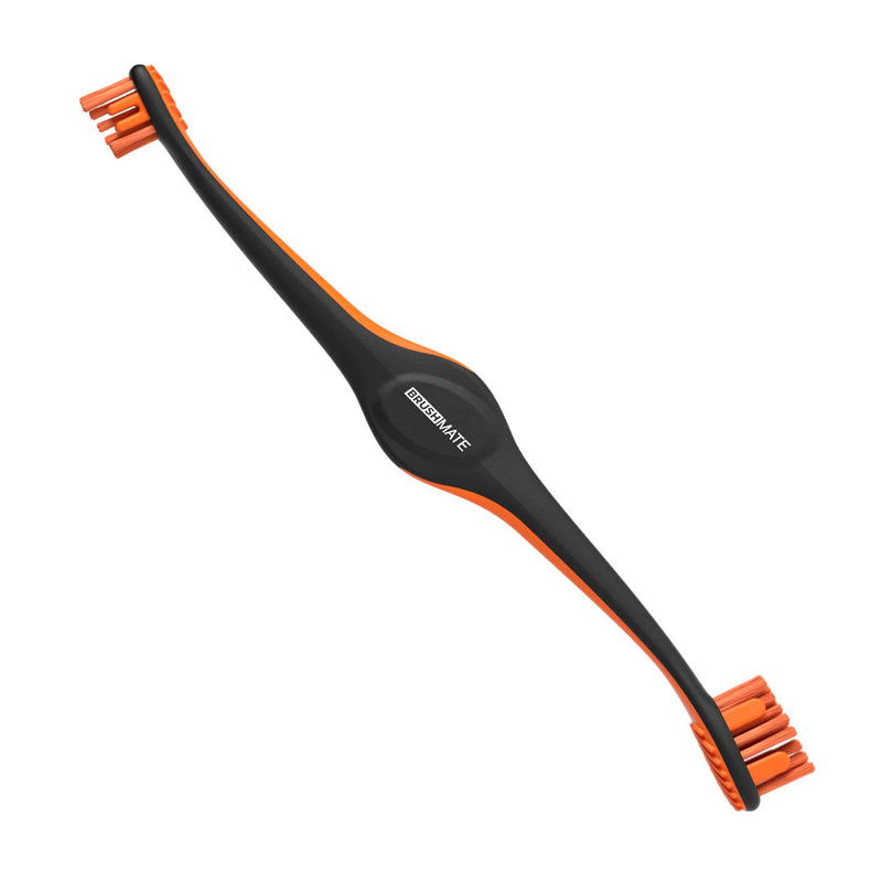 Pet Toothbrush for Dogs and Cats by Brushmate - Dual Size Angled Soft Brush Heads, Ergonomic Handle with a Flat Center That enhances Grip Control Orange - BeesActive Australia