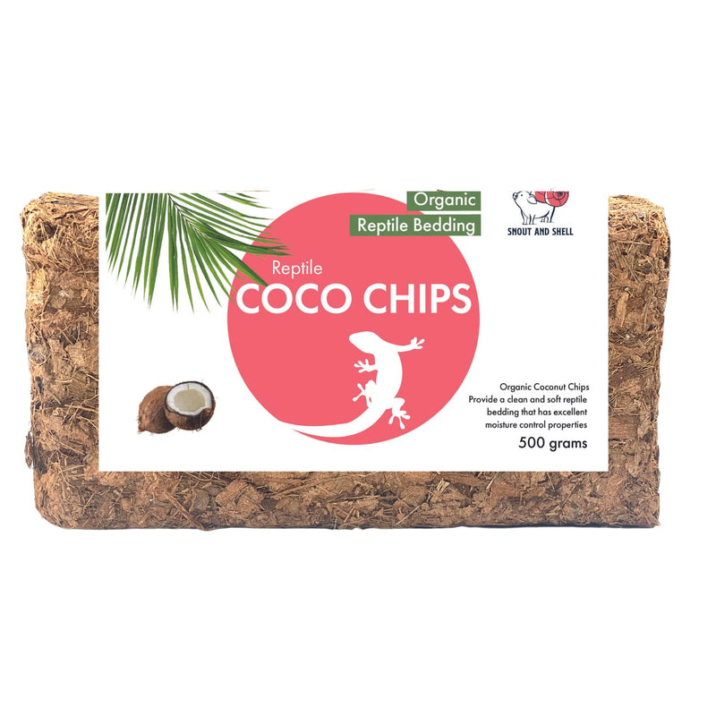 Snout and Shell Reptile Coco Chip Bedding Substrate for Snakes, Lizards, Tortoises - 1.1 lb Brick - 500 Grams - BeesActive Australia