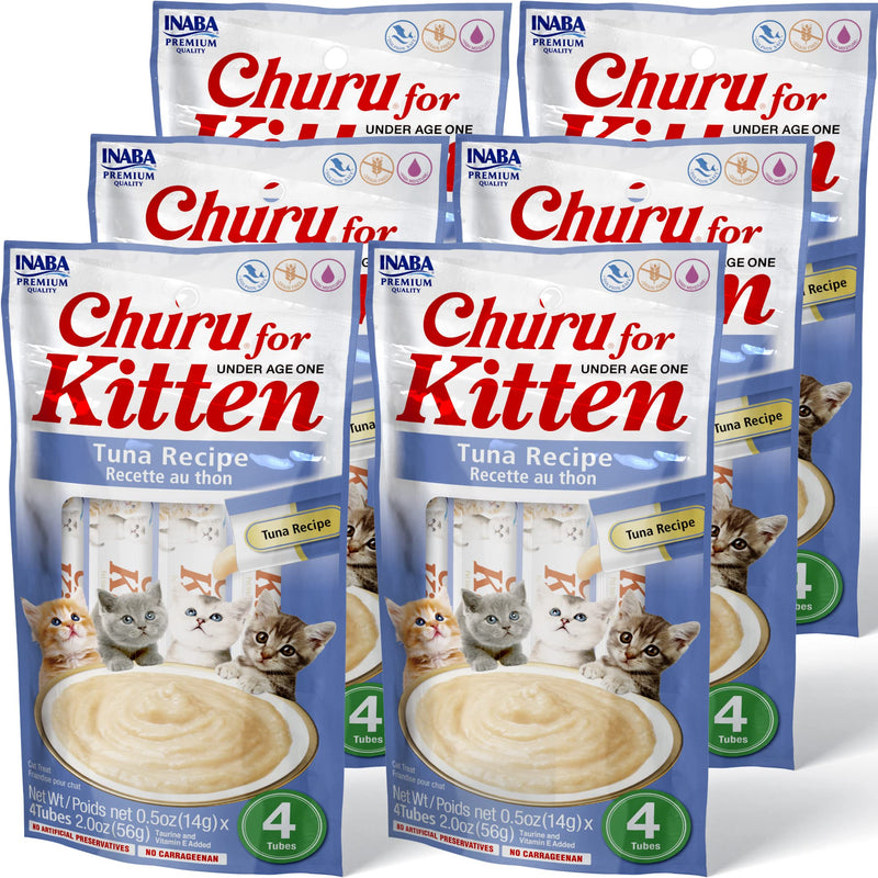 INABA Churu for Kittens, Grain-Free Creamy, Purée Lickable Cat Treats with DHA, EPA, Vitamin E & Taurine, 0.5 Ounces Each, 24 Tubes (4 per Pack) Tuna Recipe - BeesActive Australia