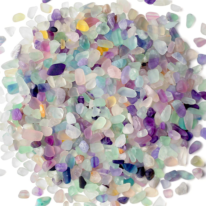1lb Fluorite Aquarium Gravel Rocks Natural Tumbled Healing Crystal Chips Bulk Gemstones Crushed Stones for Fountain Vase Filler Planters Decorative Fish Tank Potted Reiki Energy Balancing 1-fluorite - BeesActive Australia